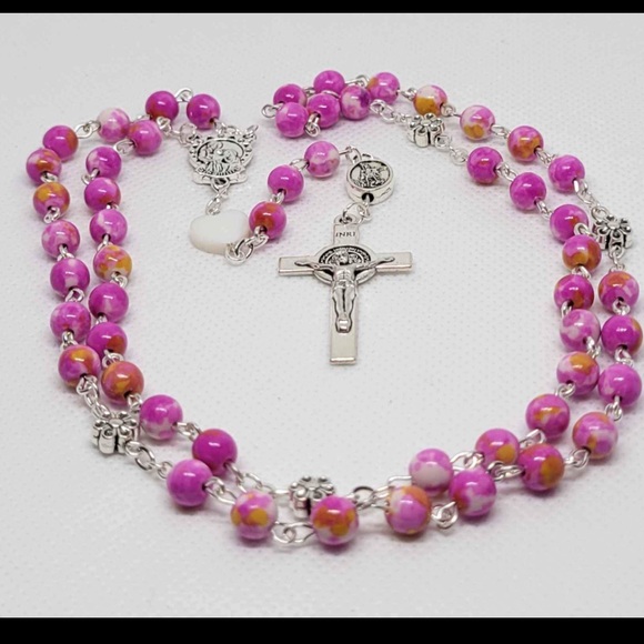 Pink Jasper Handmade Rosary - Picture 2 of 2